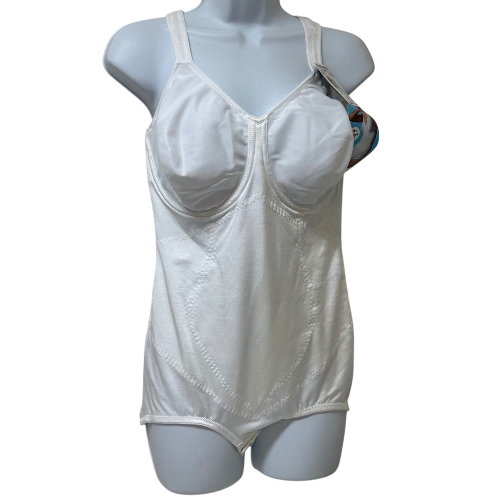 Vtg Flexees Instant Slimmer Minimizer Body Briefer 6956 White 40DD Firm Control